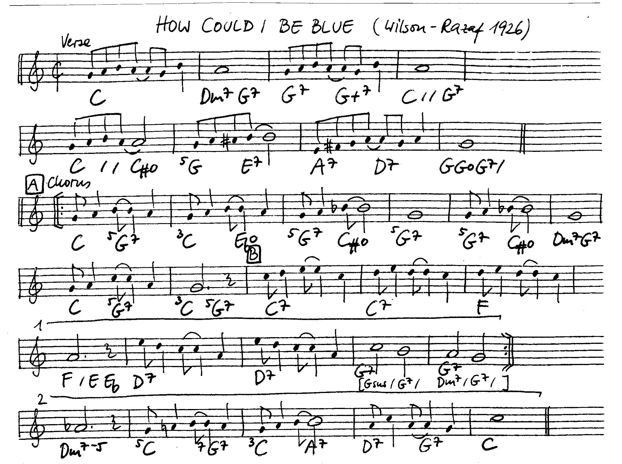how could i be blue free jazz leadsheet - Courtesy of the Jungle Jazz Band